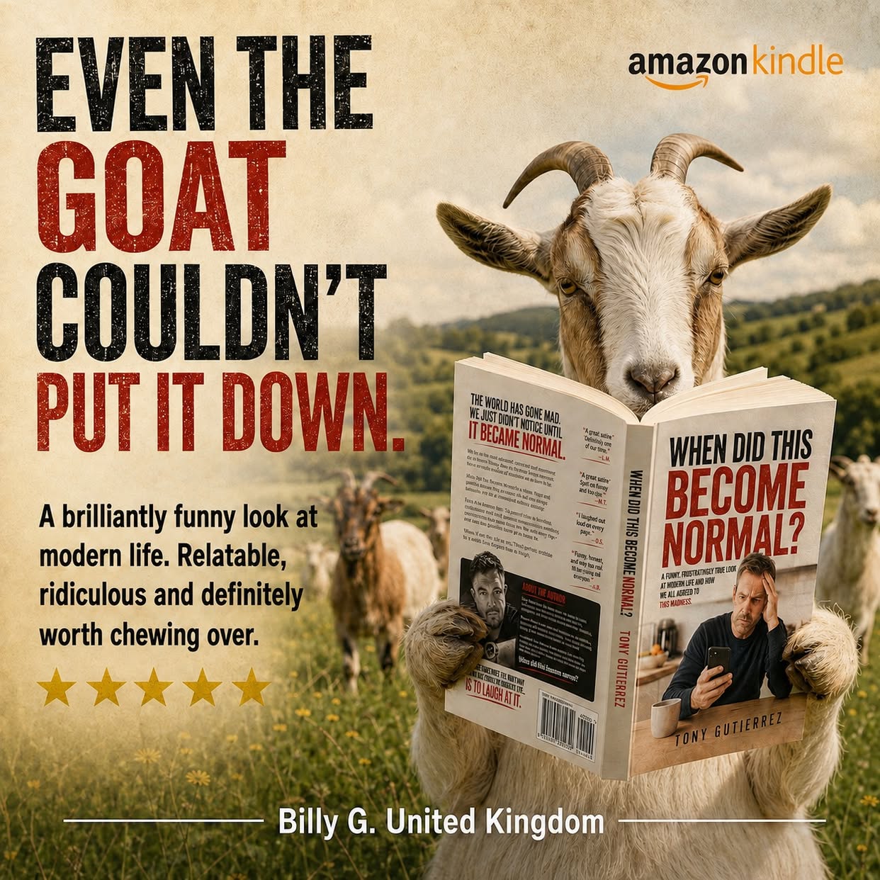 Reader review: "Even the goat couldn't put it down." Billy G., United Kingdom